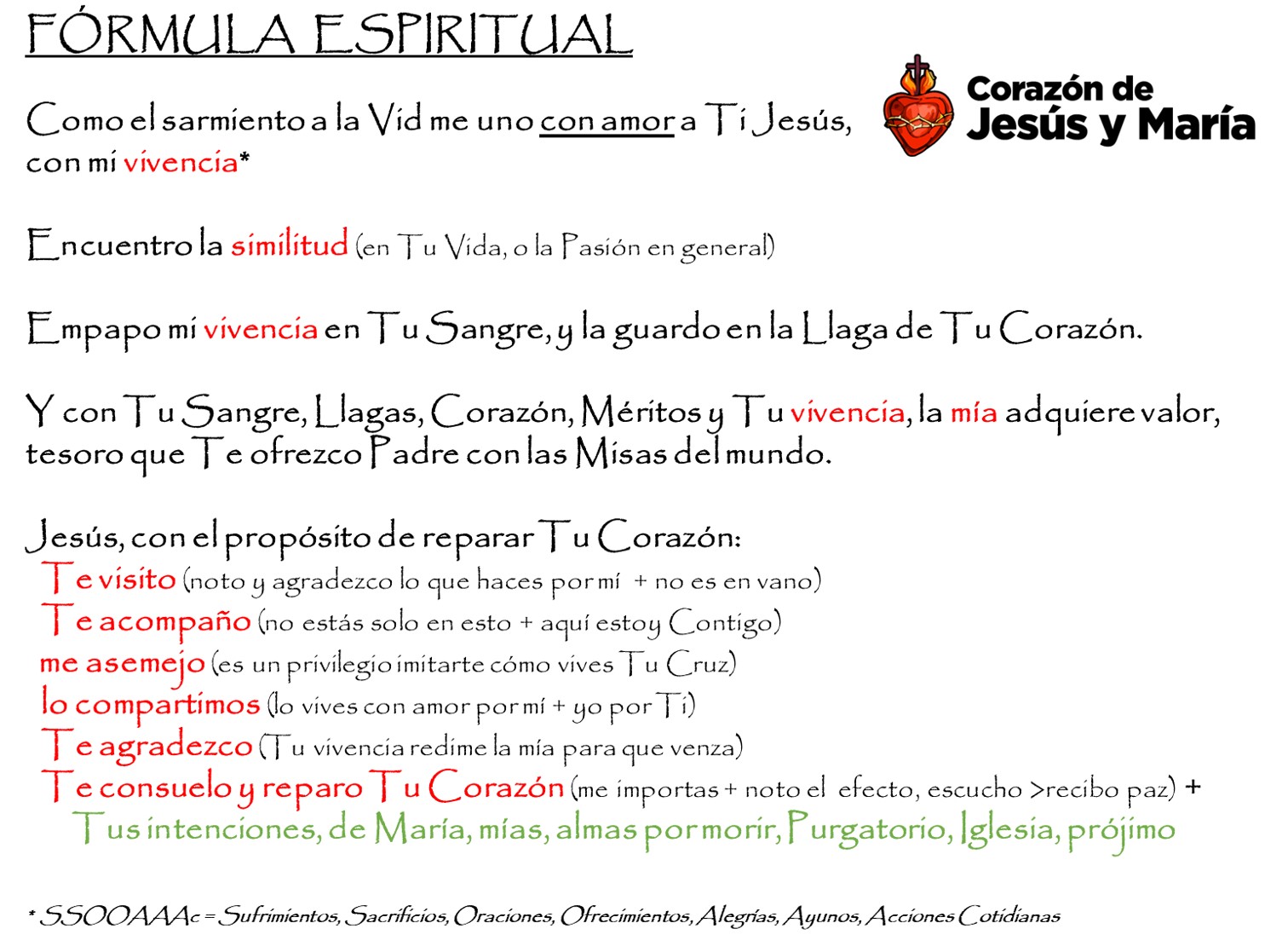 Fórmula Espiritual - Link Creativo Espiritual para unir nuestros sufrimientos con los de Jesús