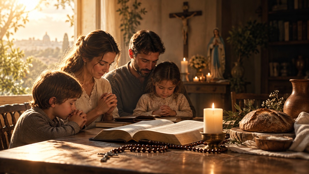Oración familiar junto a la mesa
